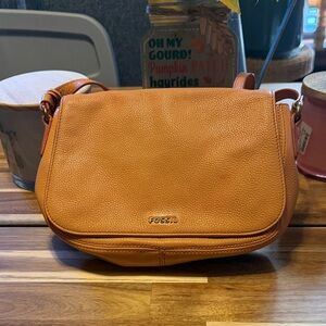Fossil Orange Leather Crossbody Bag